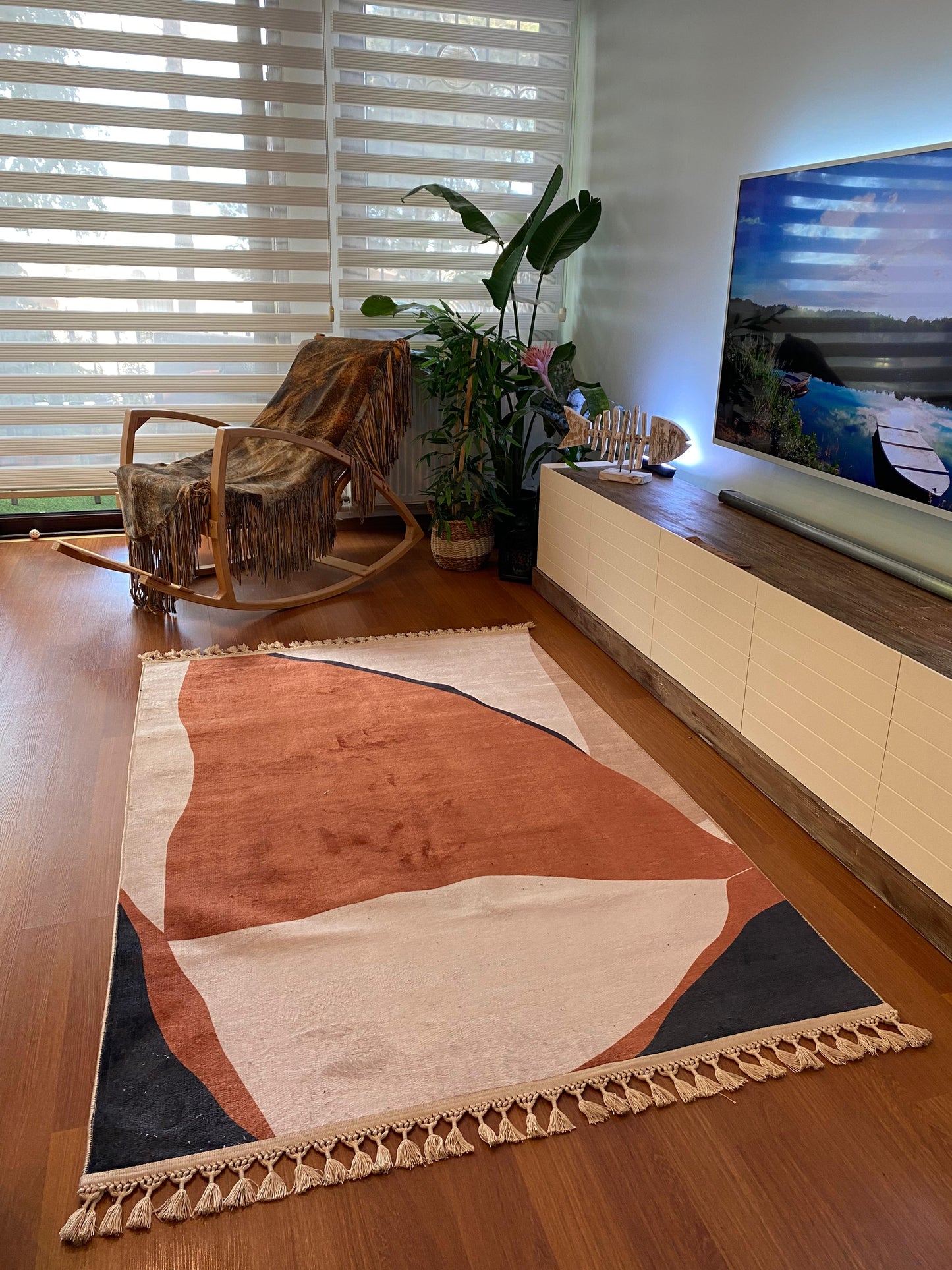 KREM KAHVE DEKORATİF HALI