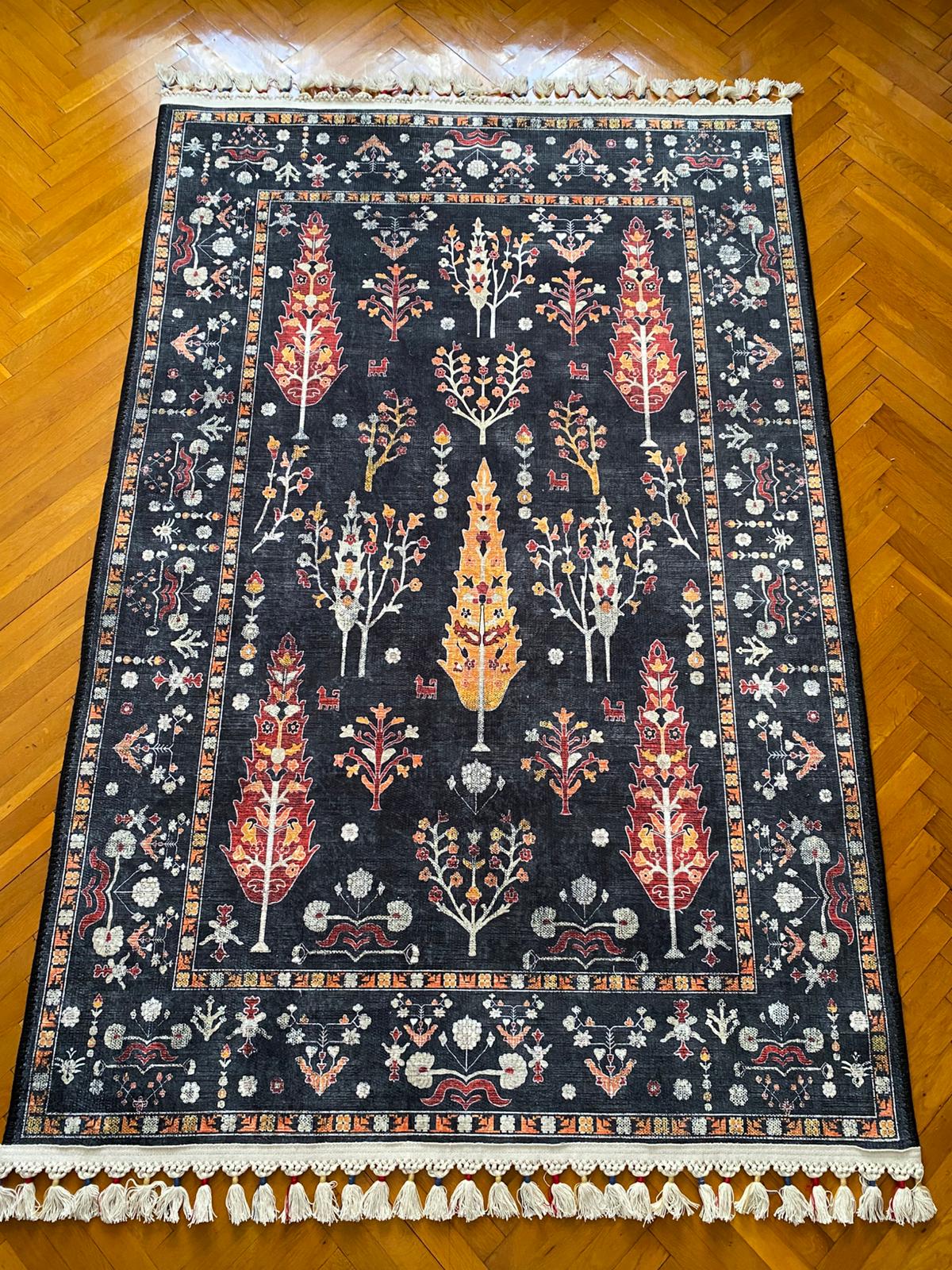 SİYAH DEKORATİF HALI