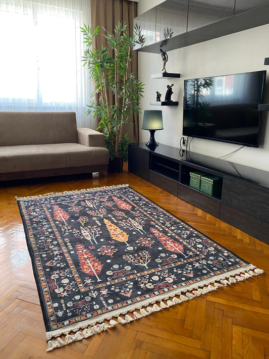 SİYAH DEKORATİF HALI