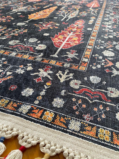 SİYAH DEKORATİF HALI