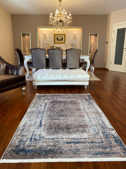 GRİ - MAVİ DEKORATİF HALI