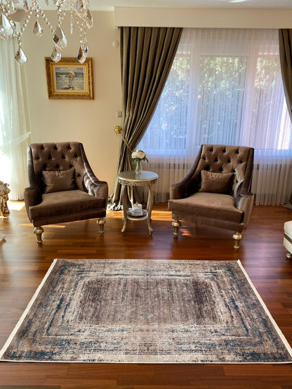 GRİ - MAVİ DEKORATİF HALI