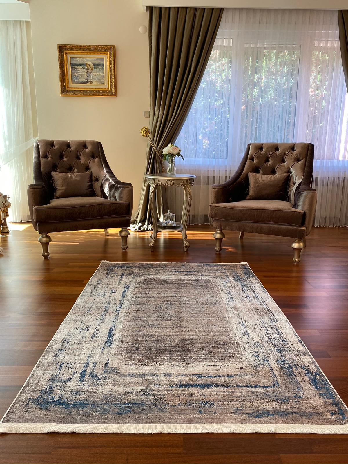 GRİ - MAVİ DEKORATİF HALI