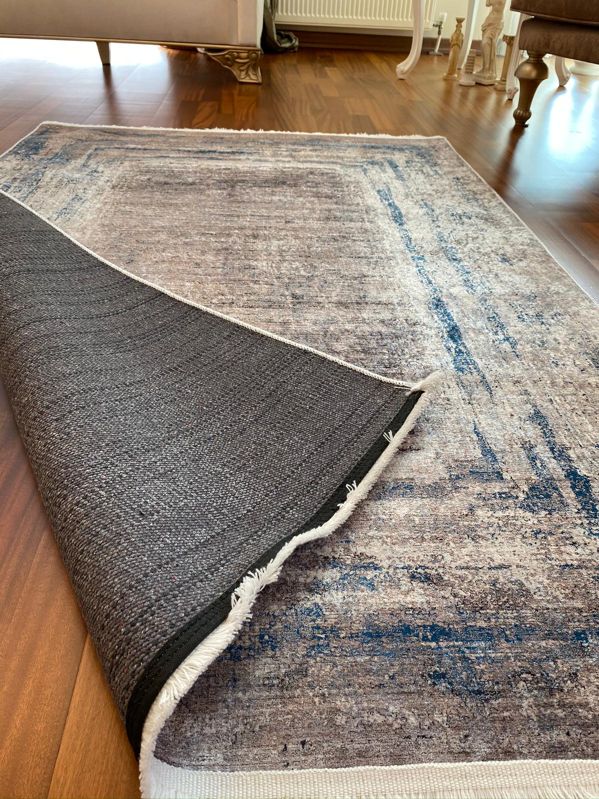 GRİ - MAVİ DEKORATİF HALI