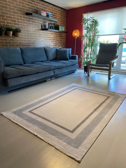 AÇIK GRİ - KREM DEKORATİF HALI