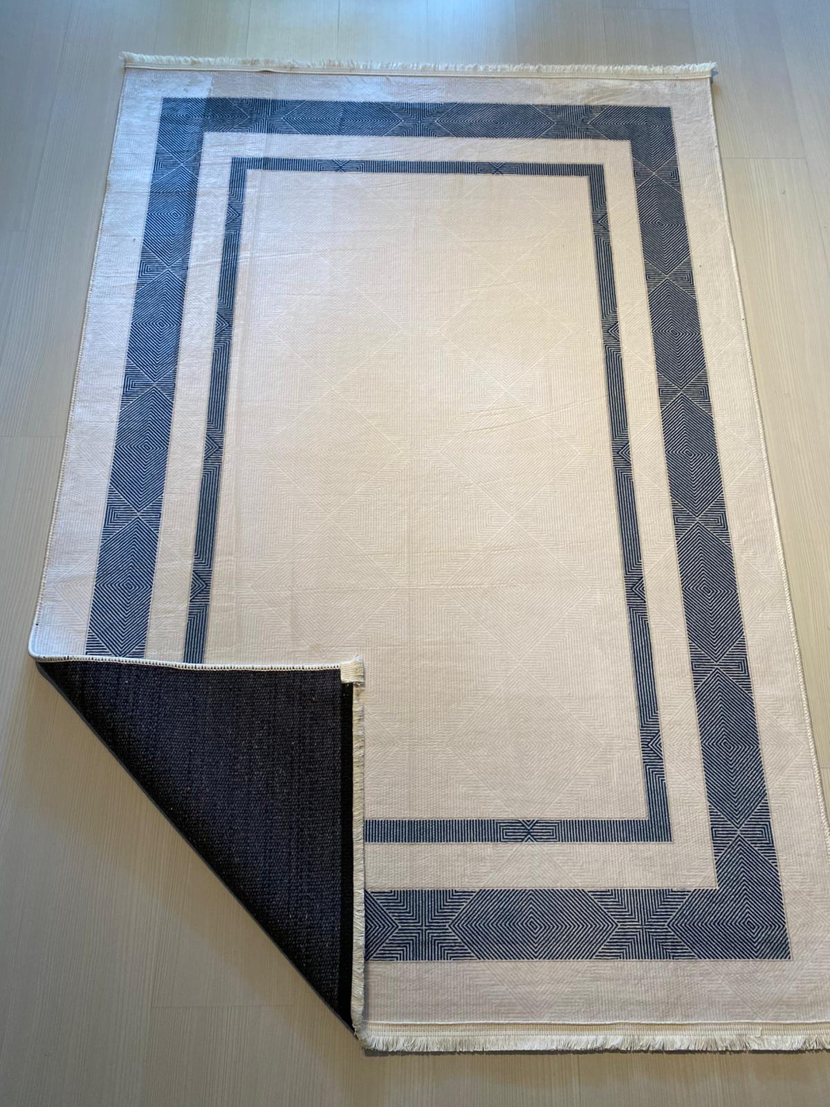 KOYU GRİ - KREM DEKORATİF HALI