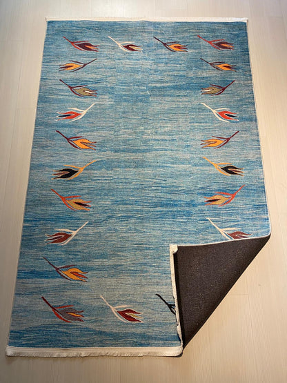 MAVİ ÇİÇEKLİ ŞIK HALI