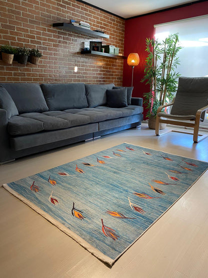 MAVİ ÇİÇEKLİ ŞIK HALI