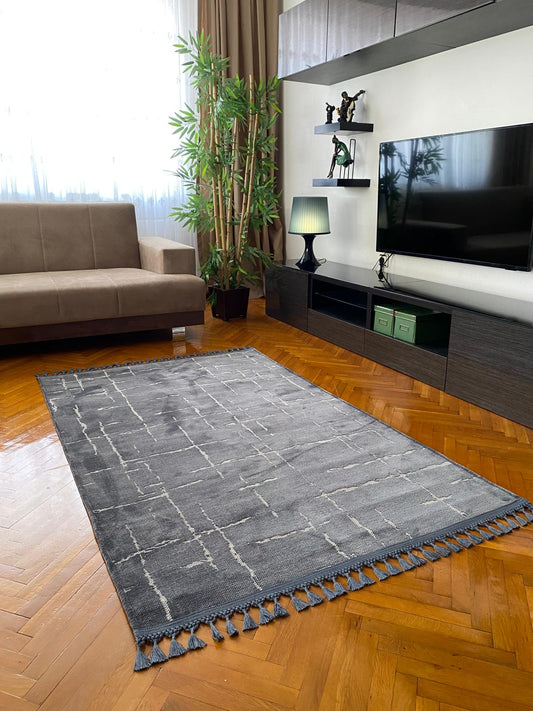 KOYU GRİ ZARİF HALI