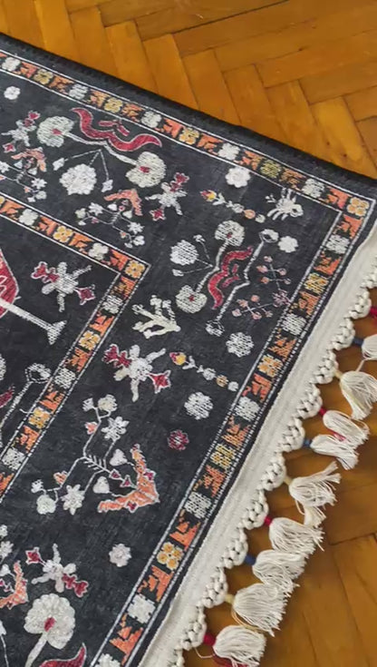 SİYAH DEKORATİF HALI