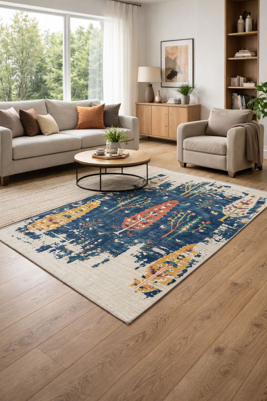 AĞAÇ DESENLİ RENKLİ HALI